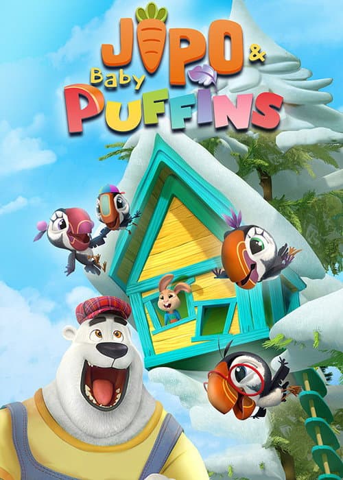 Baby Puffins & Bunny poster